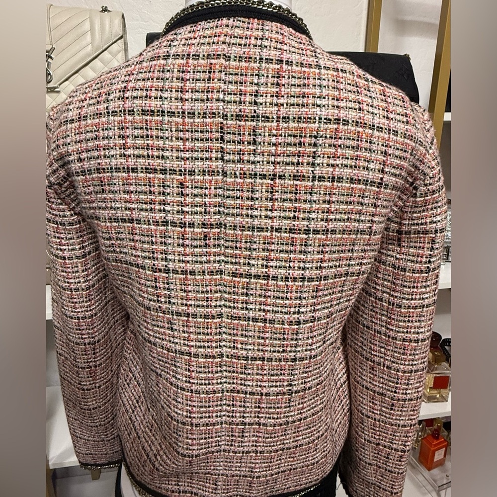 ZARA Tweed Gold Embellished Blazer Jacket - Picture 5 of 11